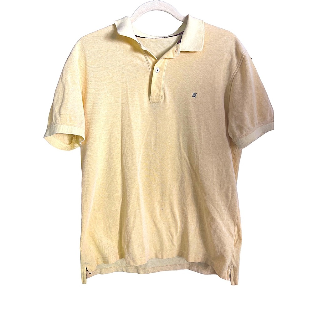 Carolina Herrera Men’s Yellow Polo Shirt with Navy Logo XL